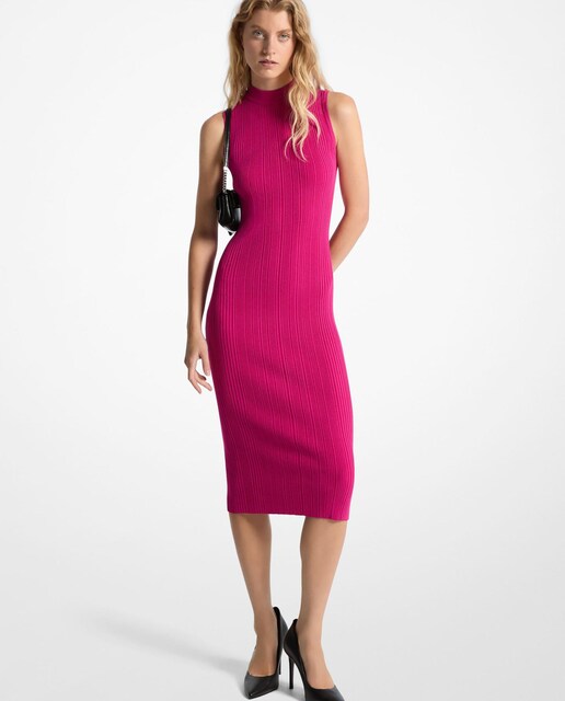 Imagem 0 de Vestido Midi de Malha Canelada sem Mangas