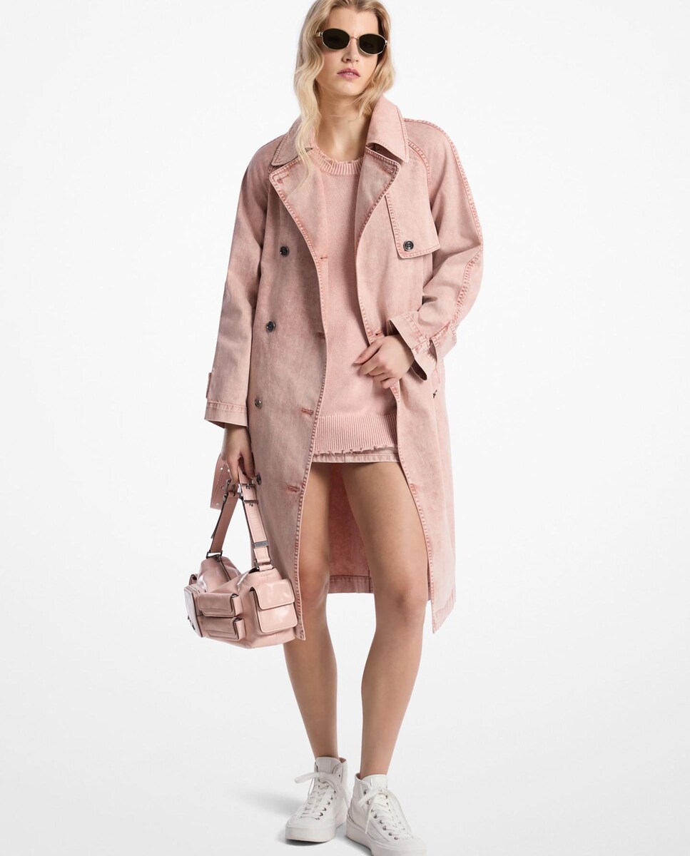 Gabardine de Algodão com Botões Duplos Rosa-1