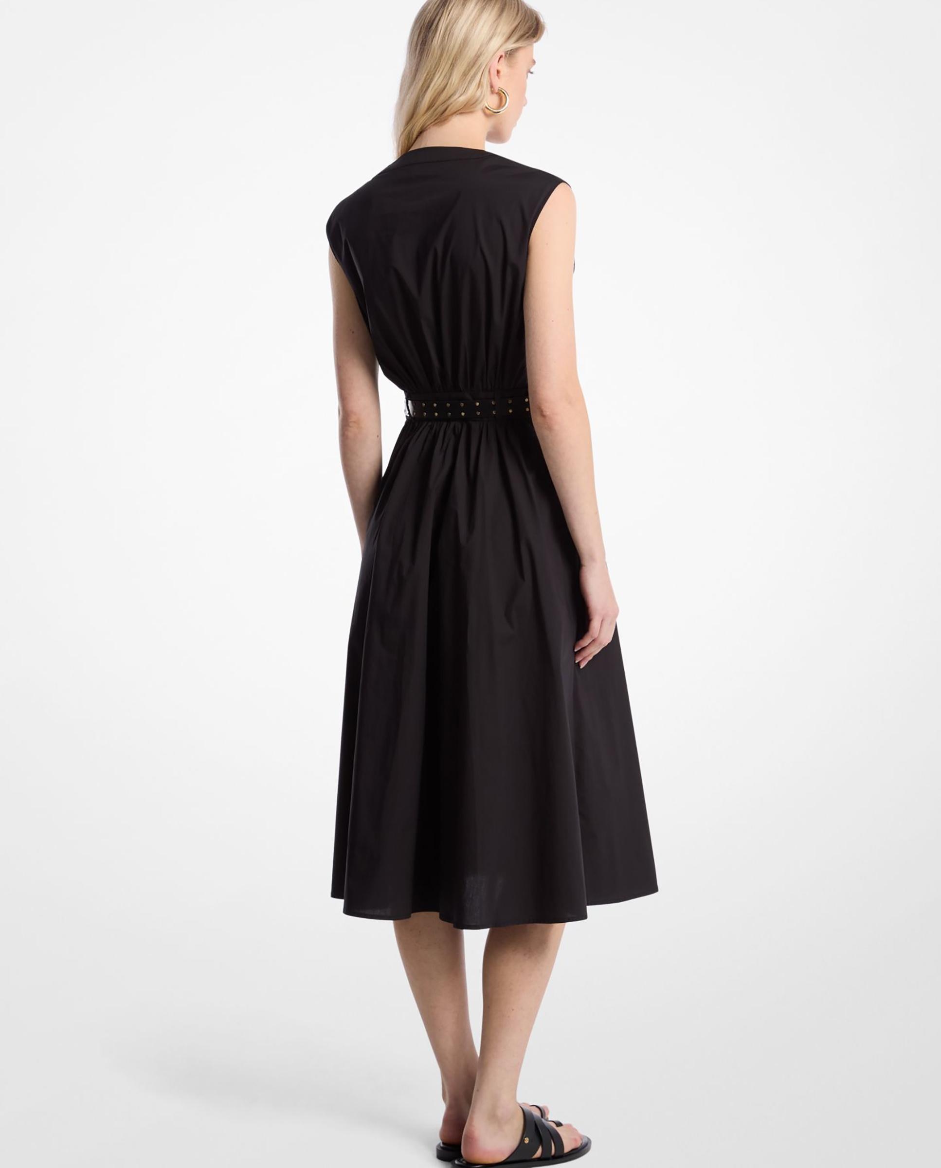 Vestido Midi de Popelina Preto-2