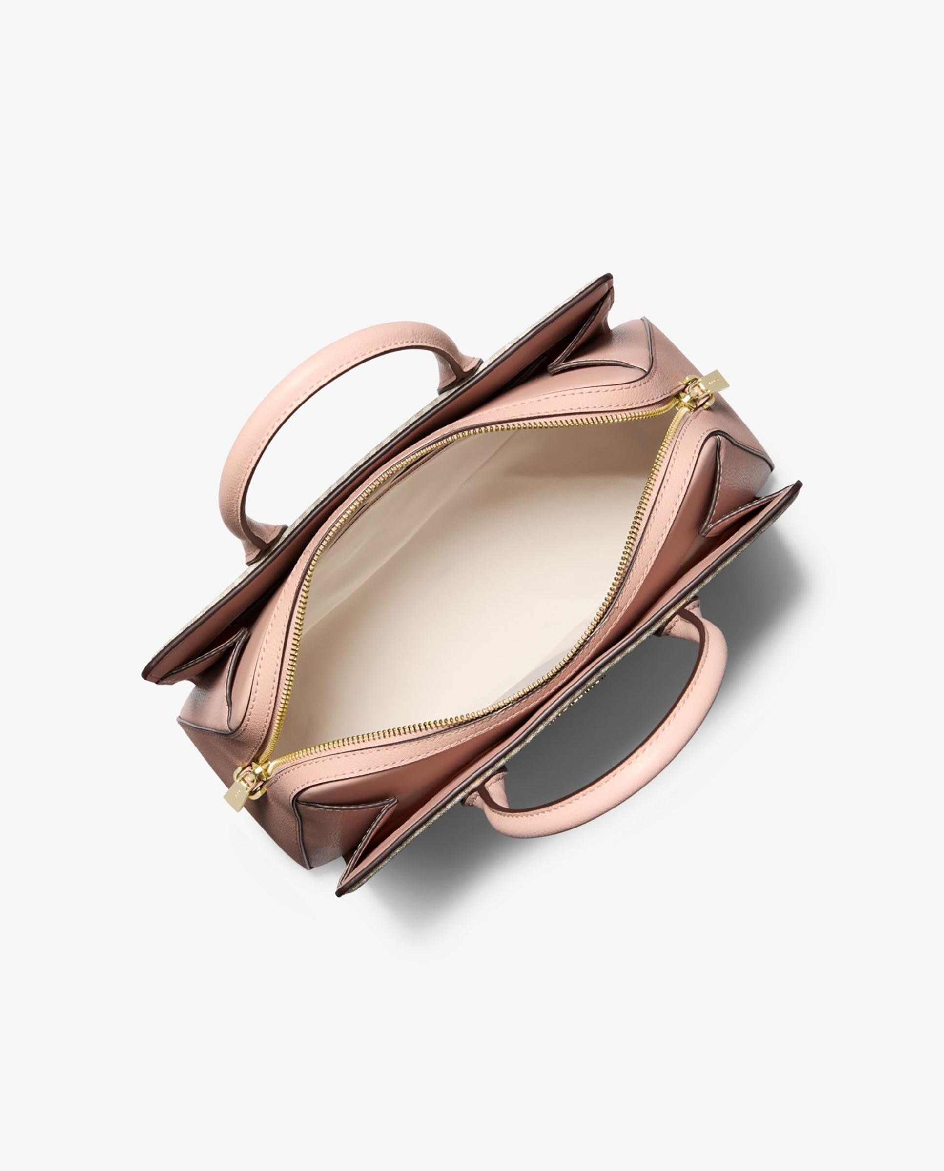 Mala a Tiracolo Satchel Laila Média Transformável com Logotipo Rosa-claro-2