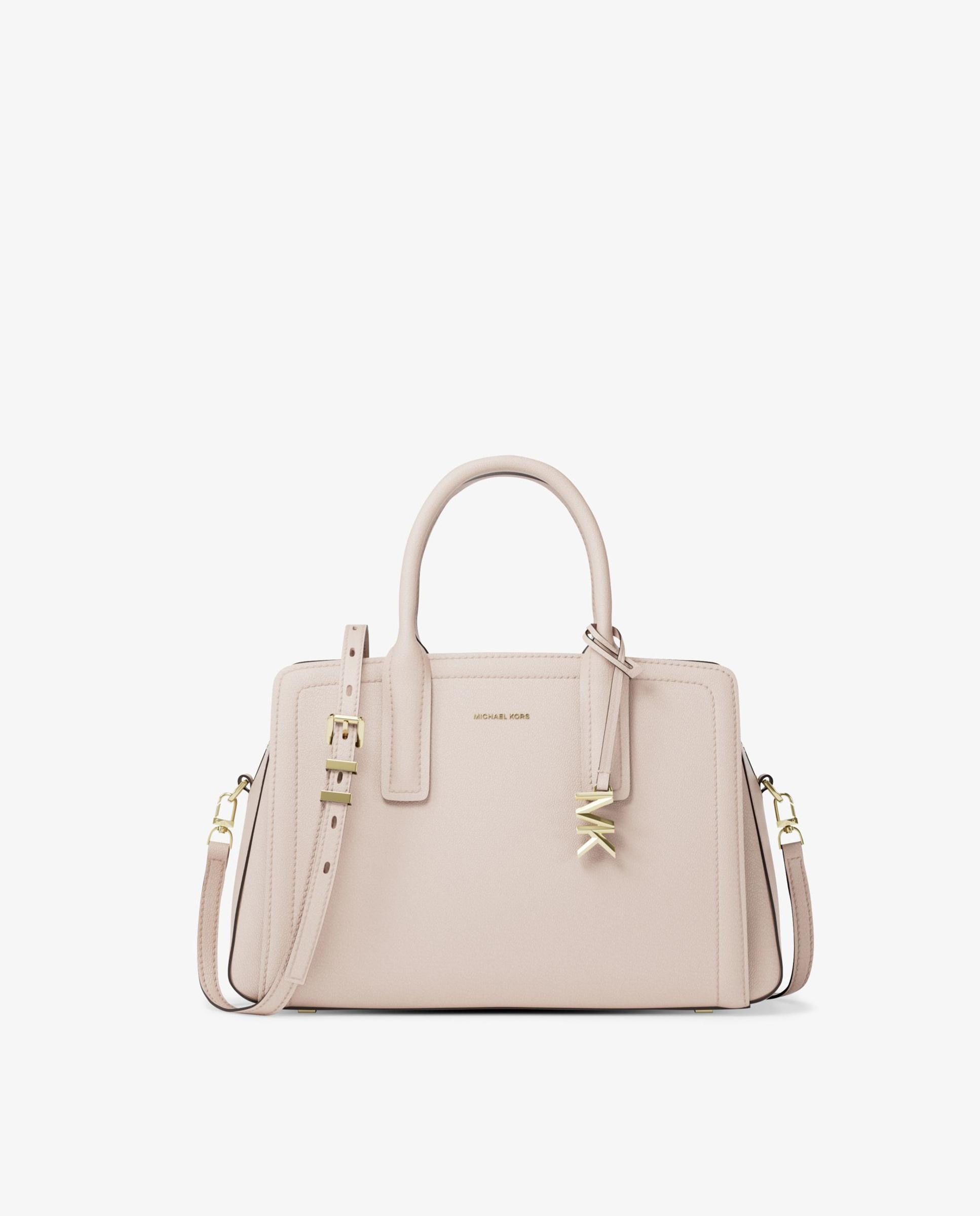 Mala a Tiracolo Satchel Laila Média de Pele Rosa-claro-1