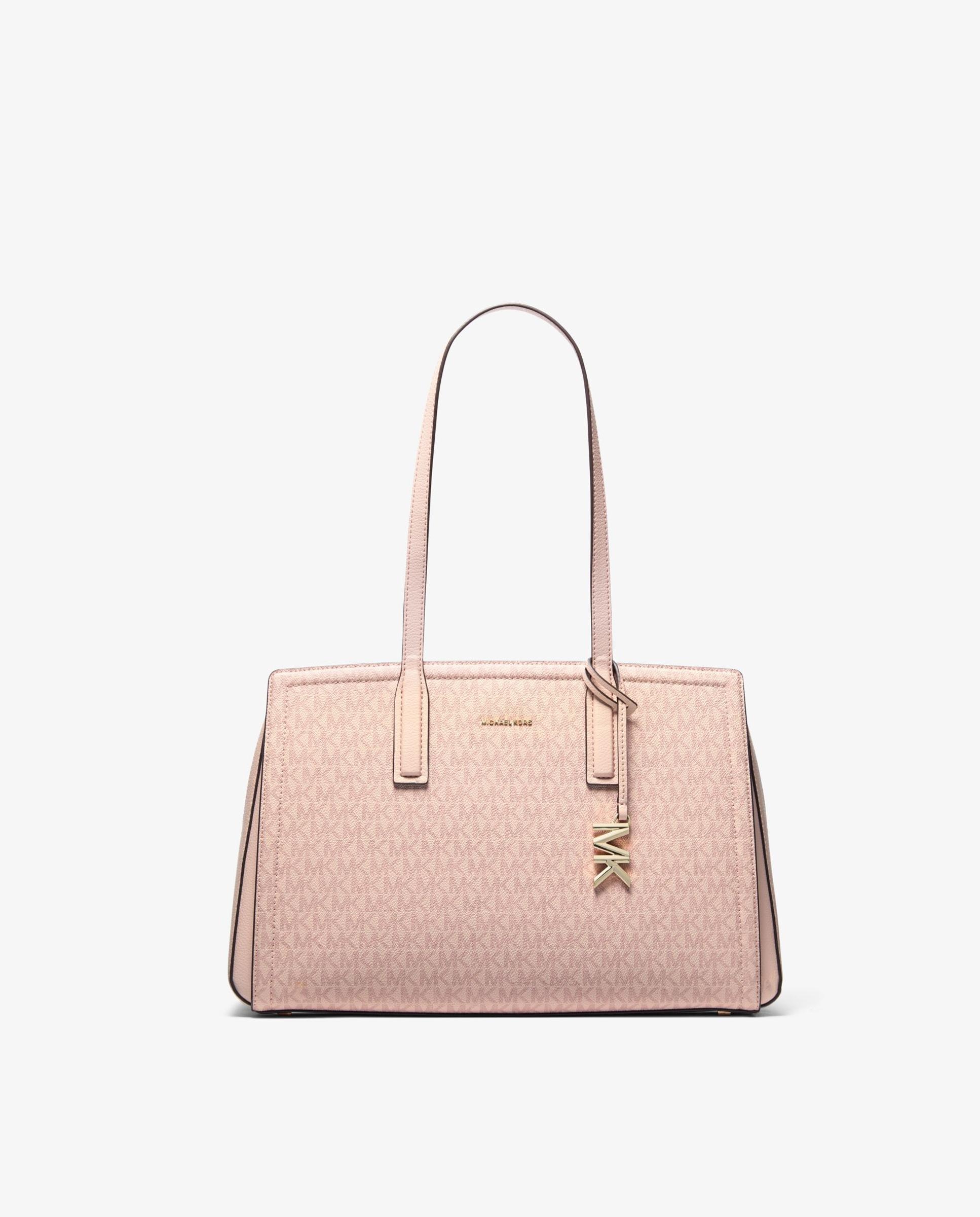 Mala de Ombro Tote Laila com Estampado de Logotipos Rosa-claro-1