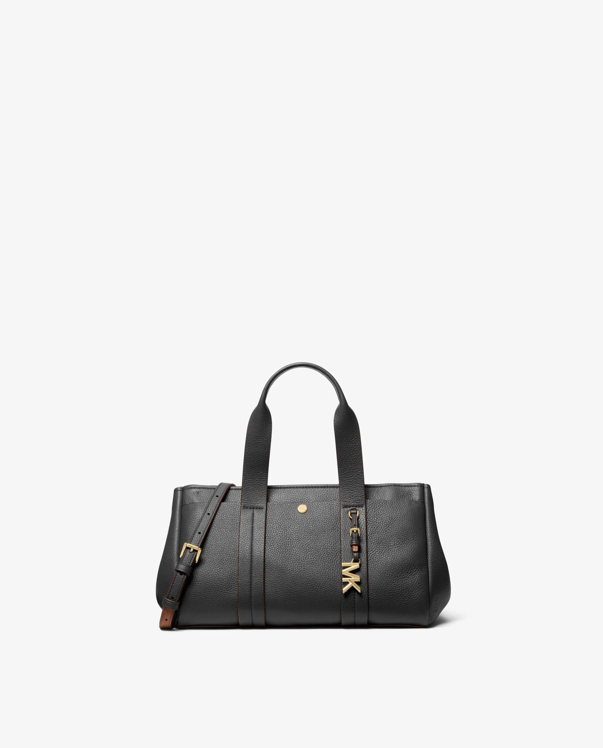 Mala de Mão Satchel Romee Pequena Transformável de Pele Granulada Preto-1