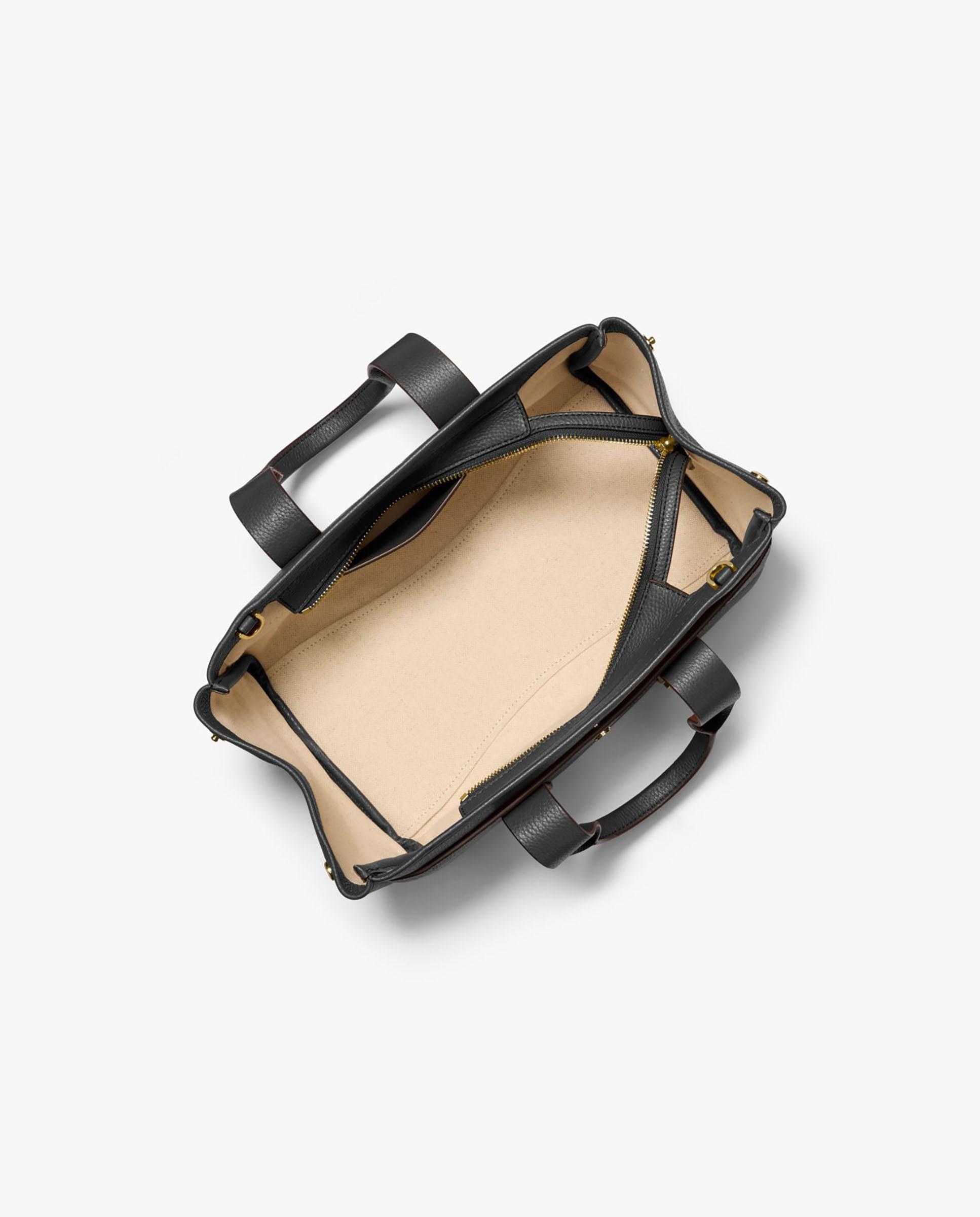 Mala de Mão Satchel Romee Pequena Transformável de Pele Granulada Preto-2