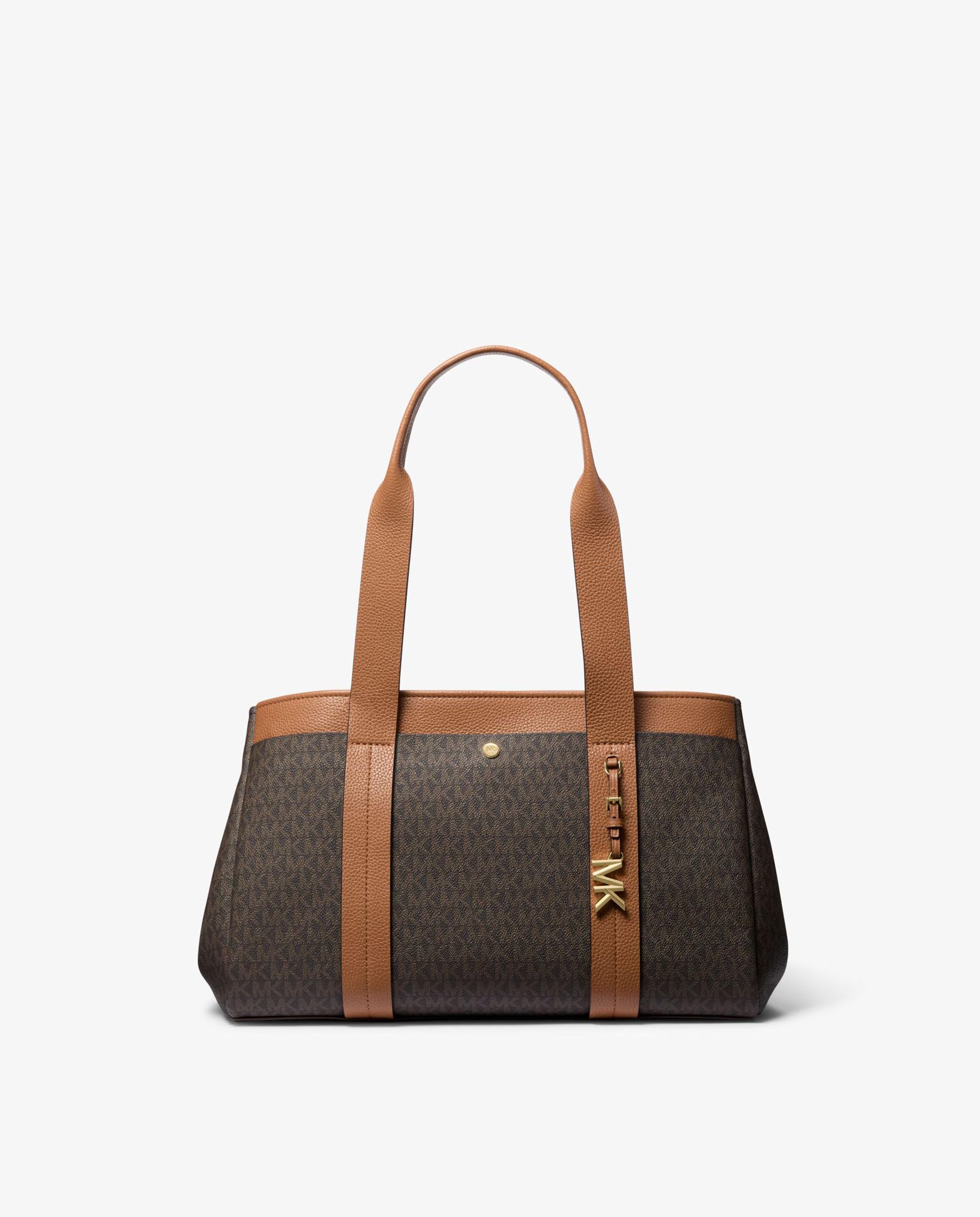 Mala de Ombro Tote Romee Grande com Logotipo Castanho-escuro-1