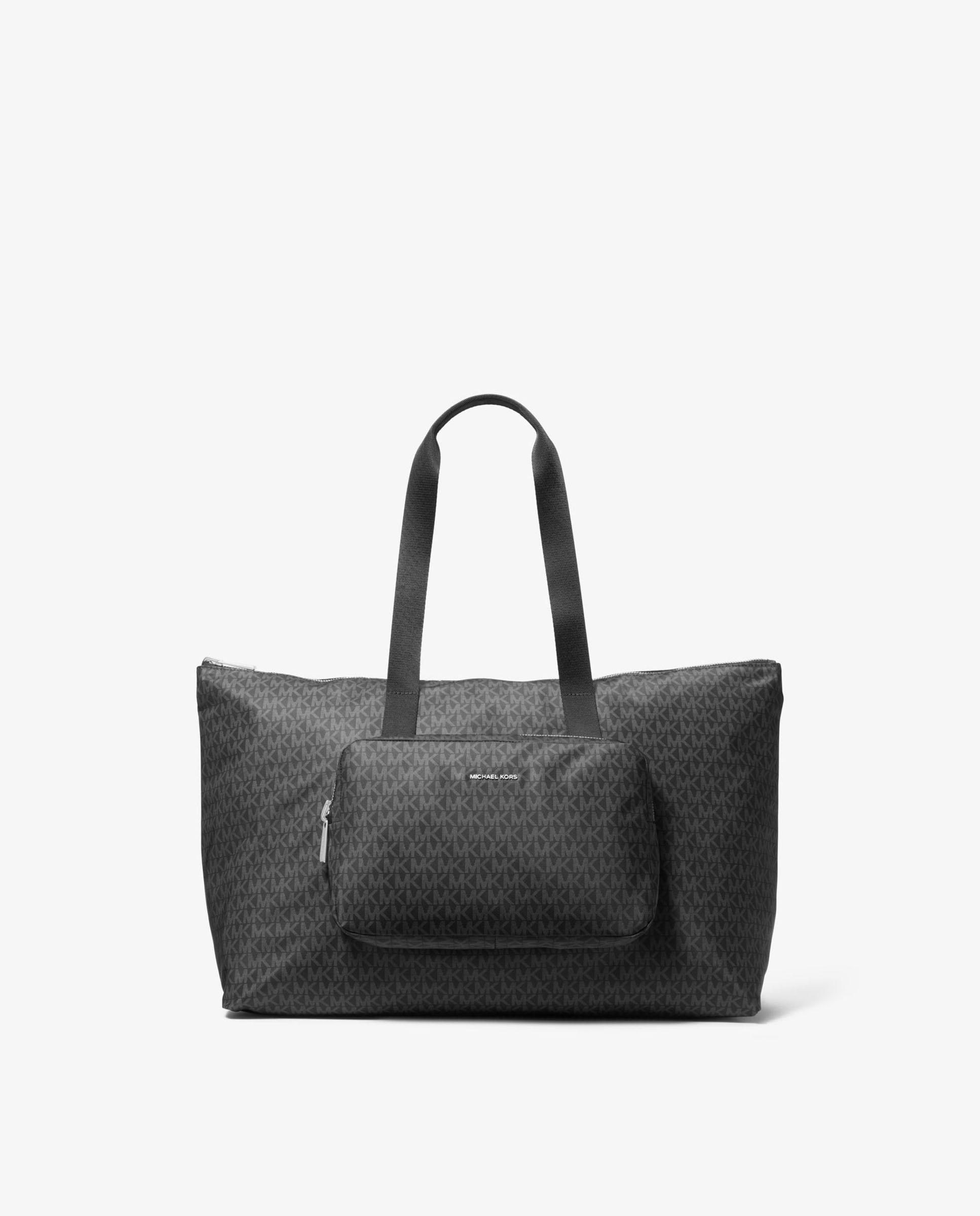 Mala de Ombro Tote Tanner Grande com Estampado de Logótipos Cinzento-escuro-1
