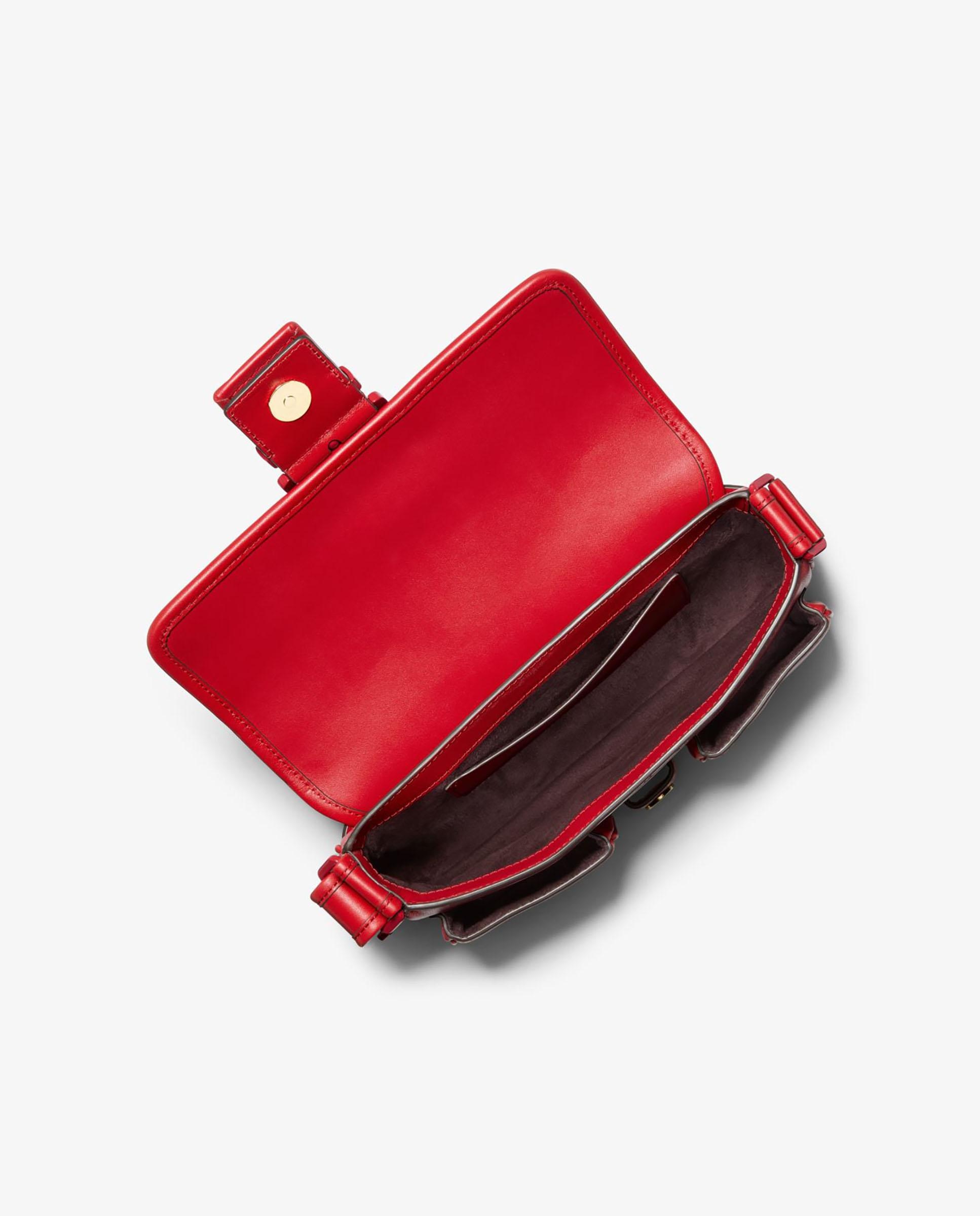 Mala de Ombro Colby de Pele Flexível Vermelho-2