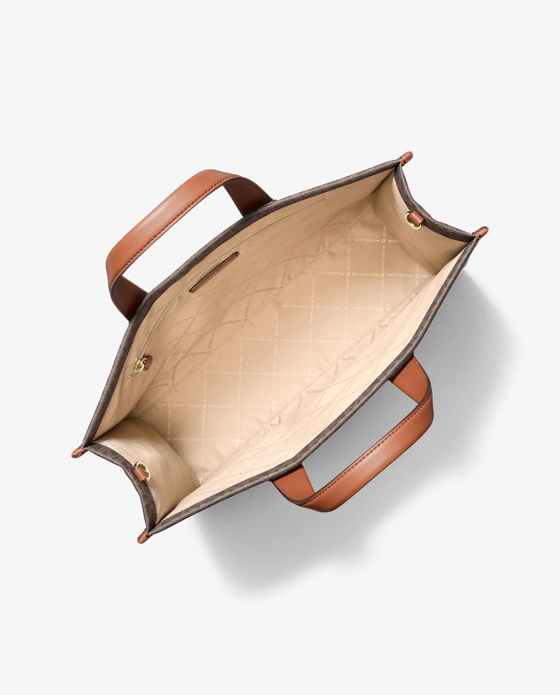 Mala a Tiracolo Tote Gigi Grande com Logotipo Castanho-escuro-2