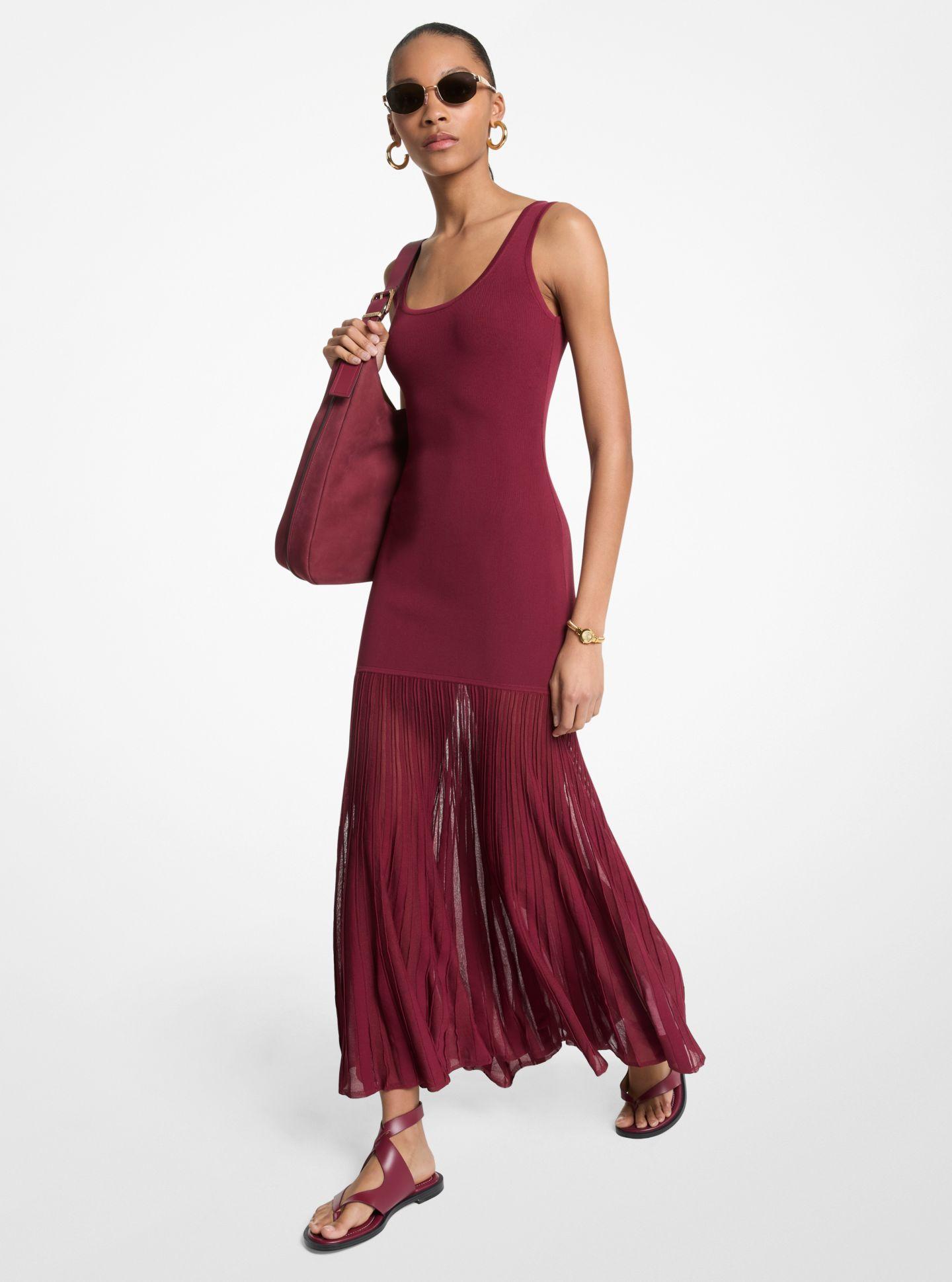 Imagem 0 de Vestido Comprido de Malha Elástica com Transparências