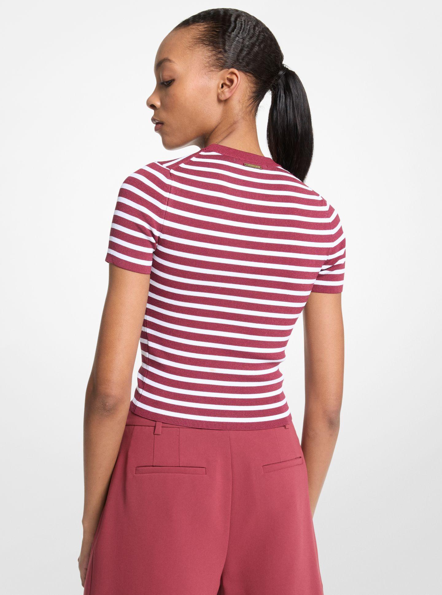 Camisola de Manga Curta e Gola Redonda Vermelho / Branco-2