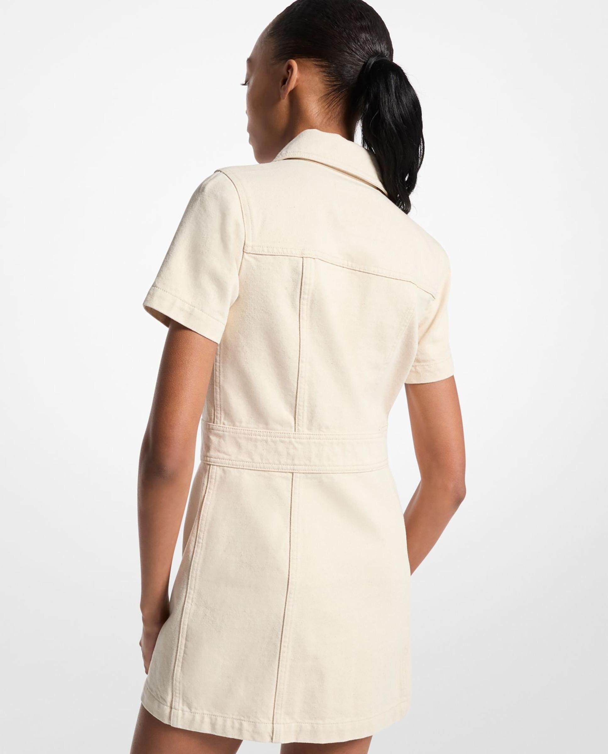Vestido Jeans de Algodão com Botões Creme-2