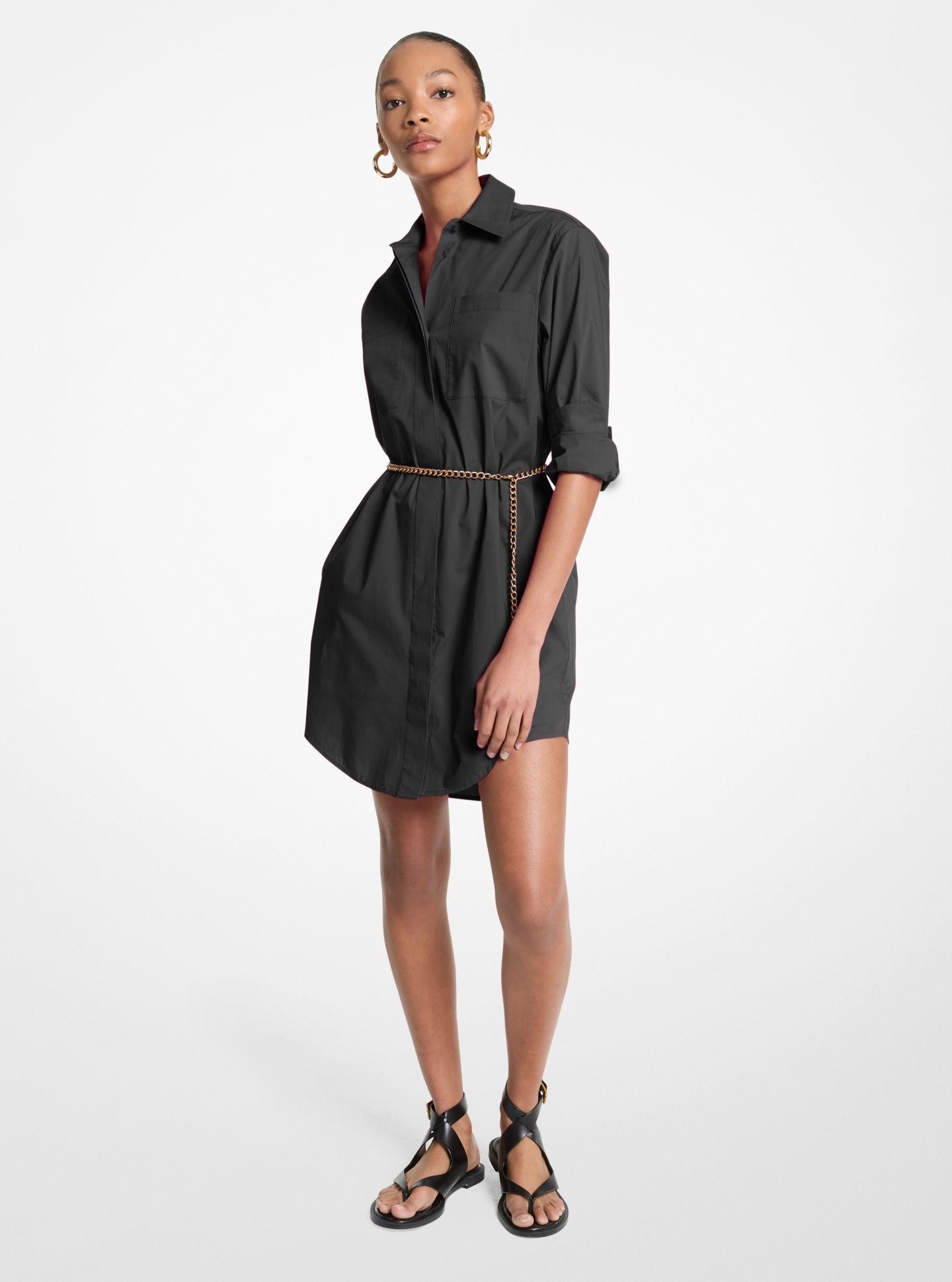 Imagem 0 de Vestido Tipo Camisa de Algodão Elástico
