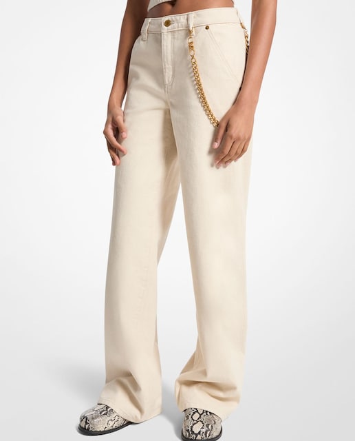 Imagem 0 de Jeans com Corte a Direito de Perna Larga com Corrente