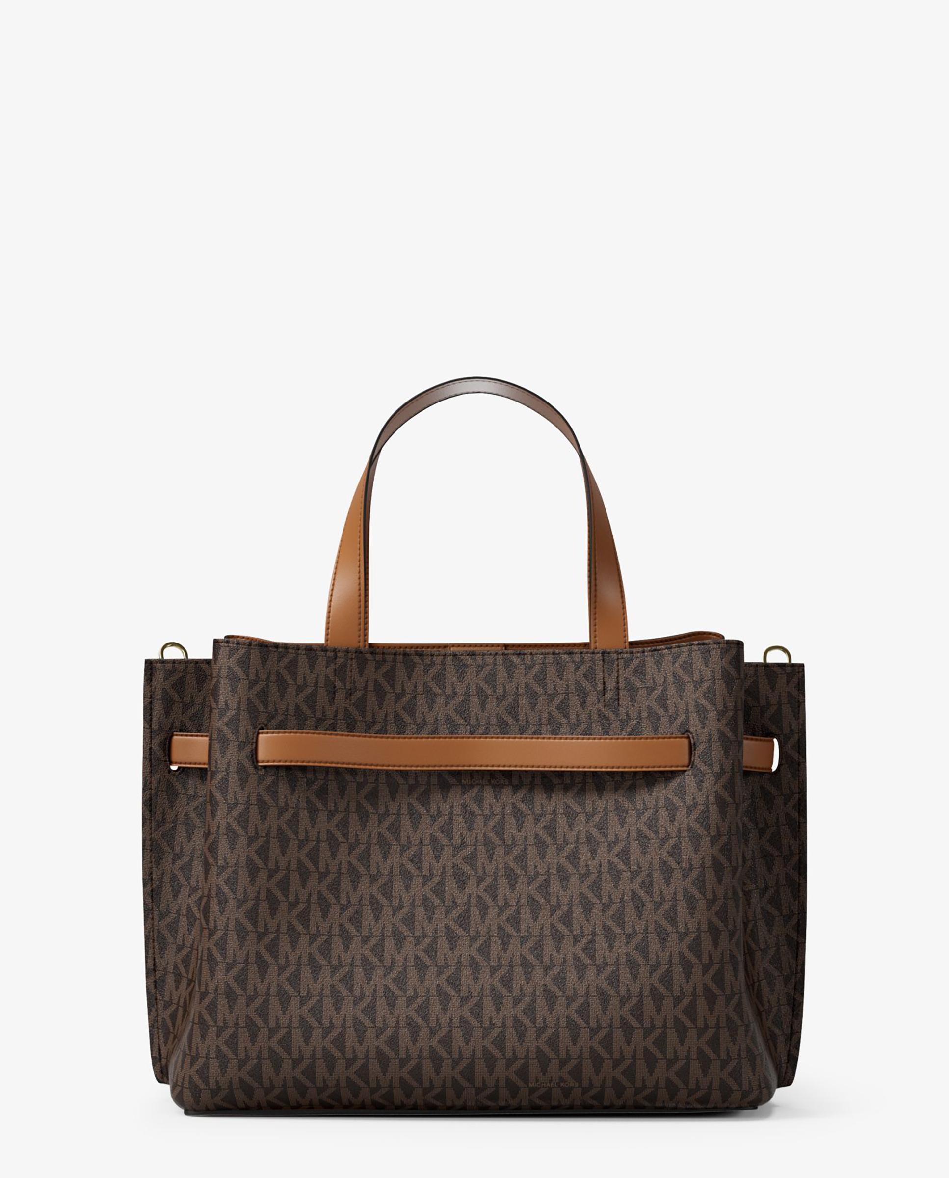 Mala a Tiracolo Satchel Emilia Média com Logotipo Castanho-escuro-3