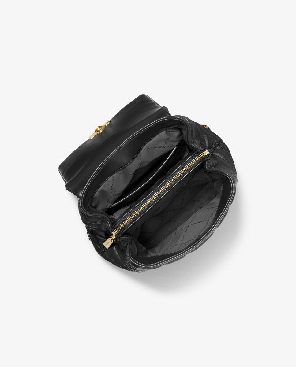 Mochila Tribeca Pequena de Pele Acolchoada Preto-2