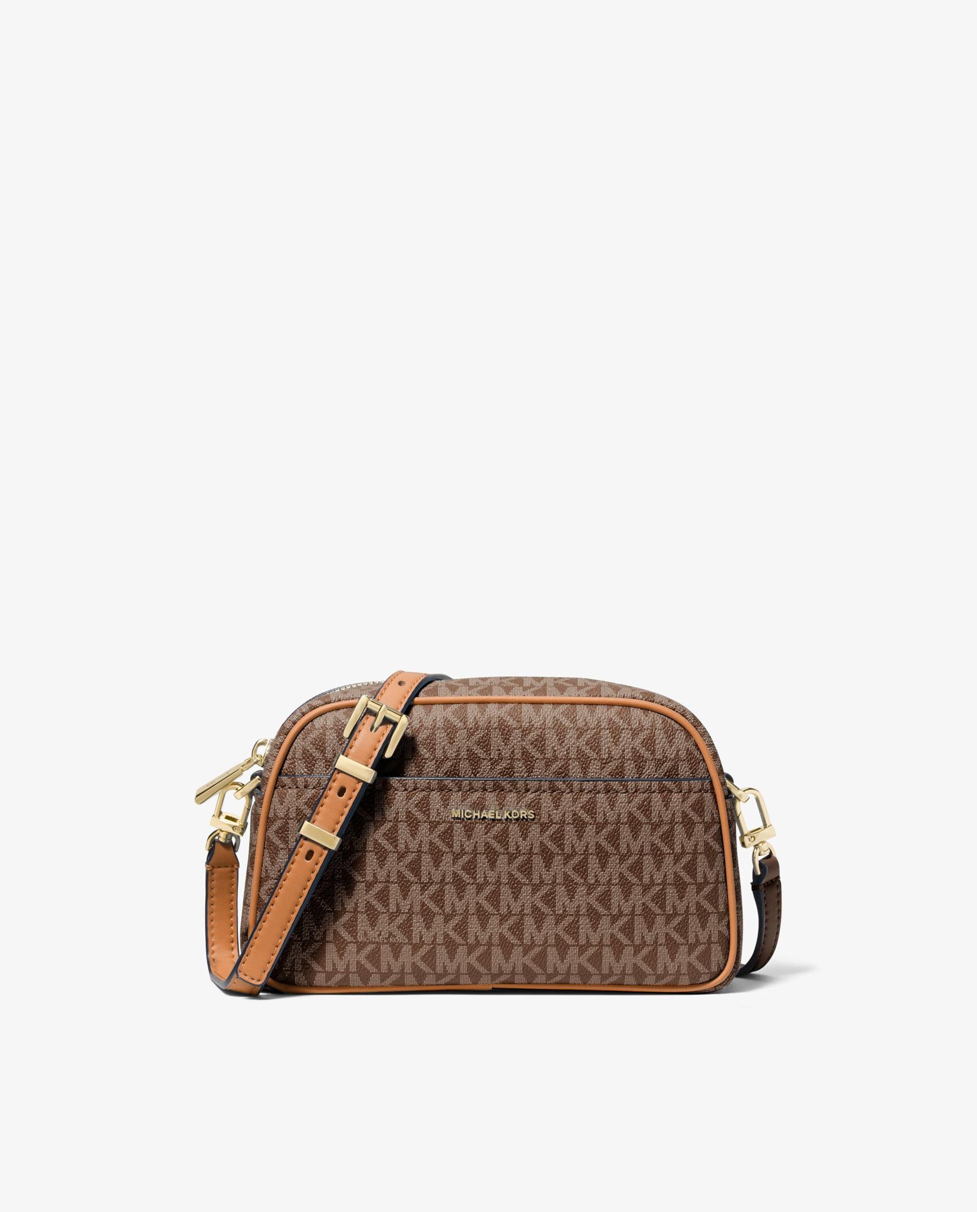 Mala a Tiracolo Jet Set Pequena com Logotipo Castanho-escuro-1