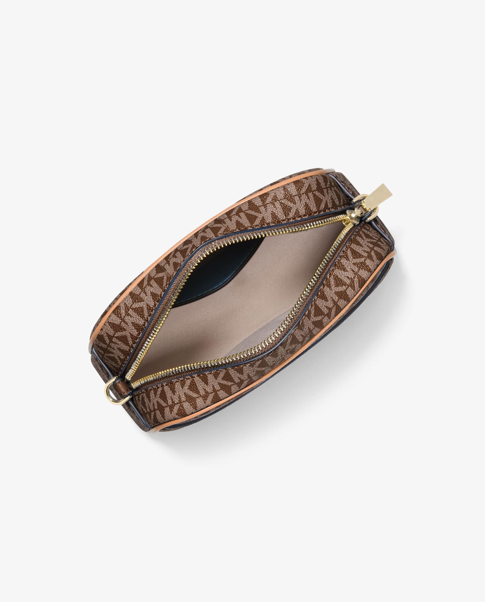 Mala a Tiracolo Jet Set Pequena com Logotipo Castanho-escuro-2