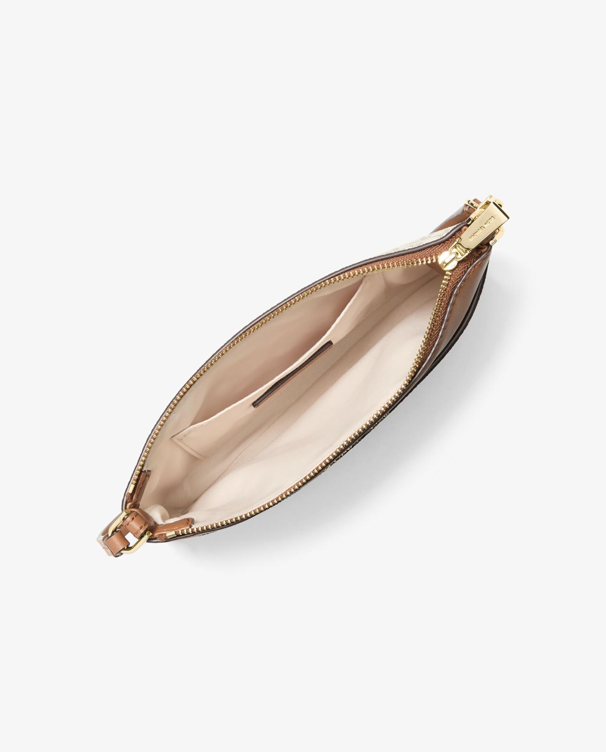 Mala de Mão de Pulseira Jet Set Média com Logotipo Bege / Castanho-2