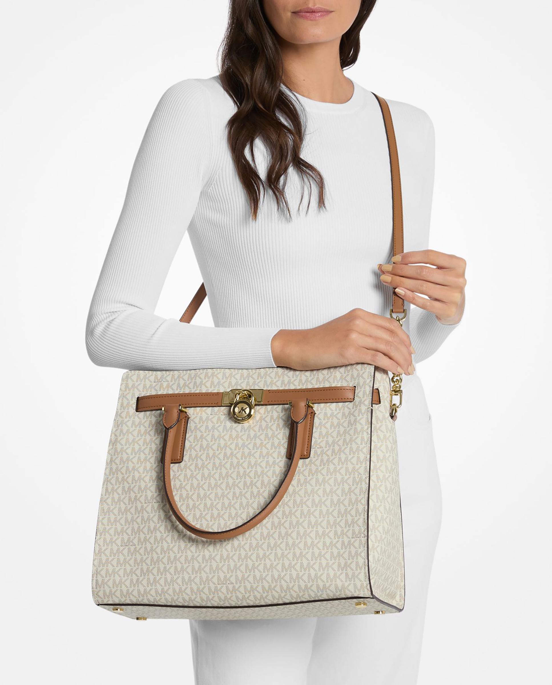 Mala a Tiracolo Satchel Hamilton Moderne Grande Transformável com Logotipo Marfim-3