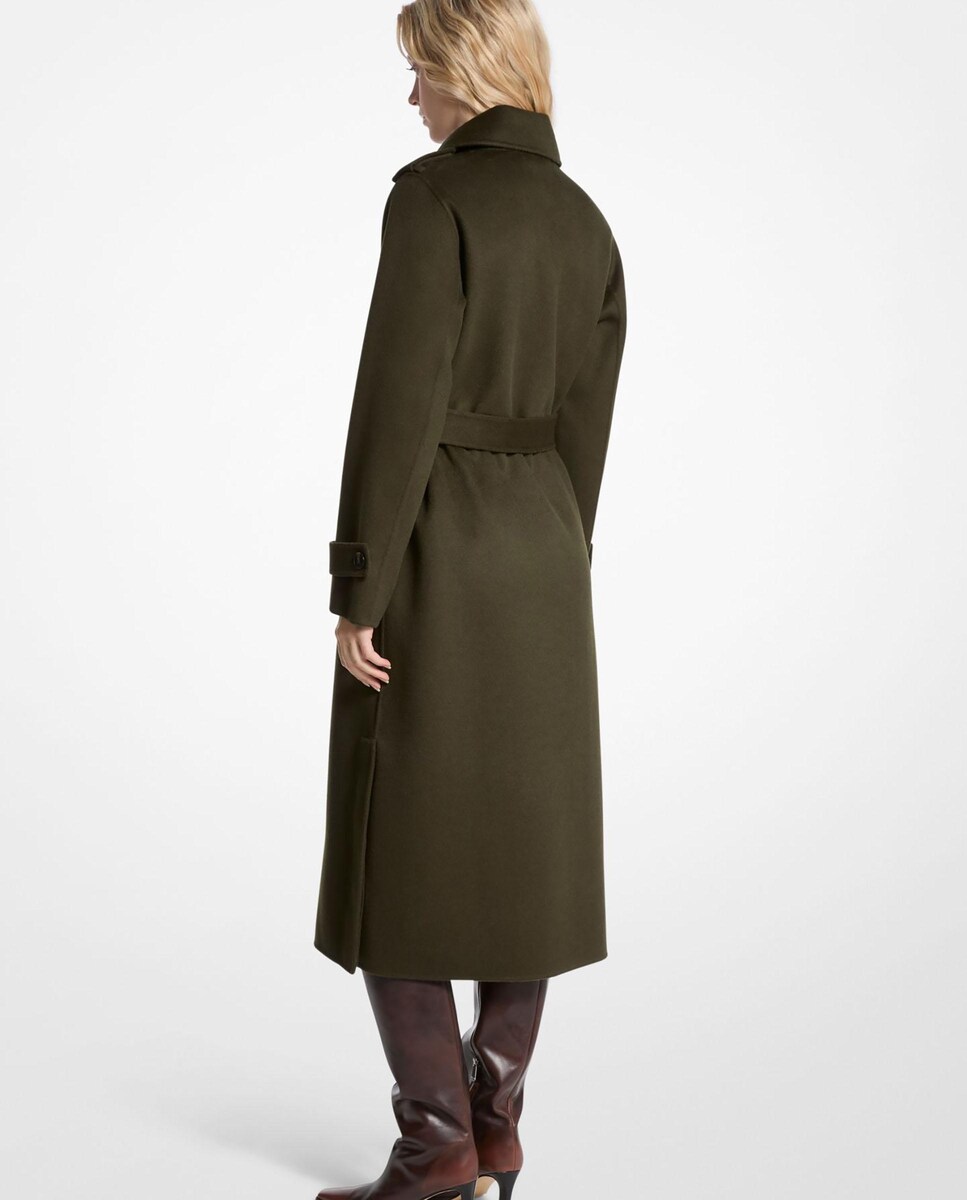 Sobretudo de Pano de Mescla de Lã com Cinto Castanho-escuro-2