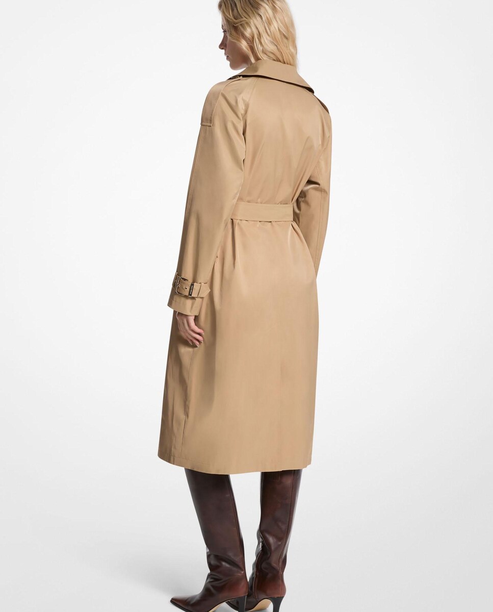 Gabardina em Mescla de Algodão com Cinto Castanho-2