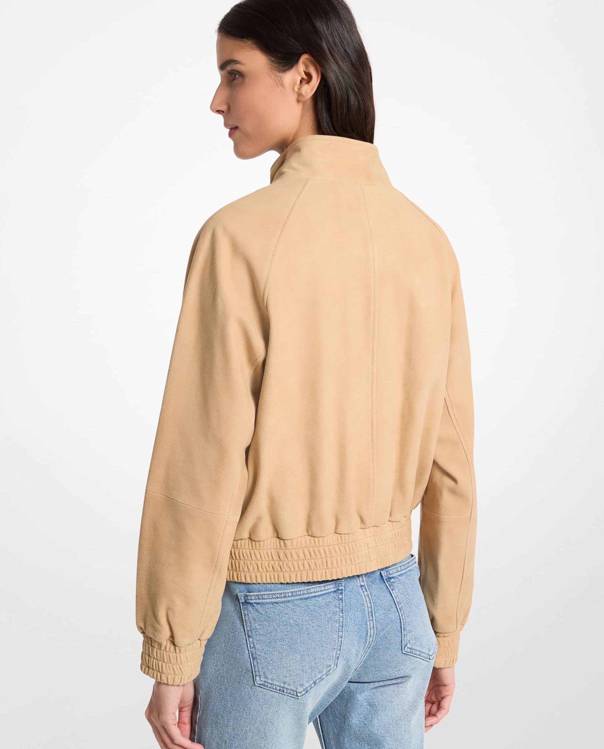 Blusão Bomber de Camurça com Fecho Zip Camel-2