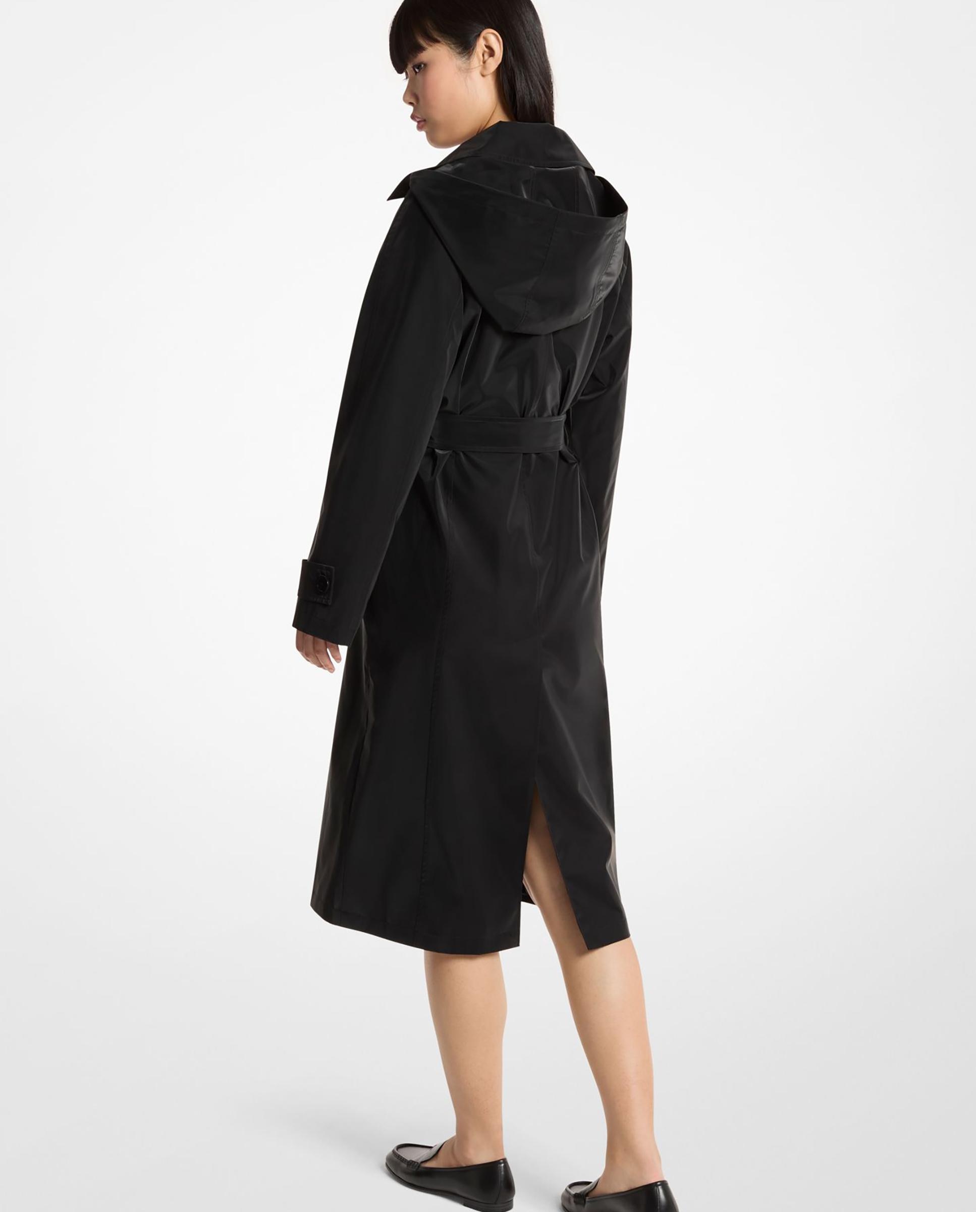 Gabardina Resistente À Água com Cinto Preto-2