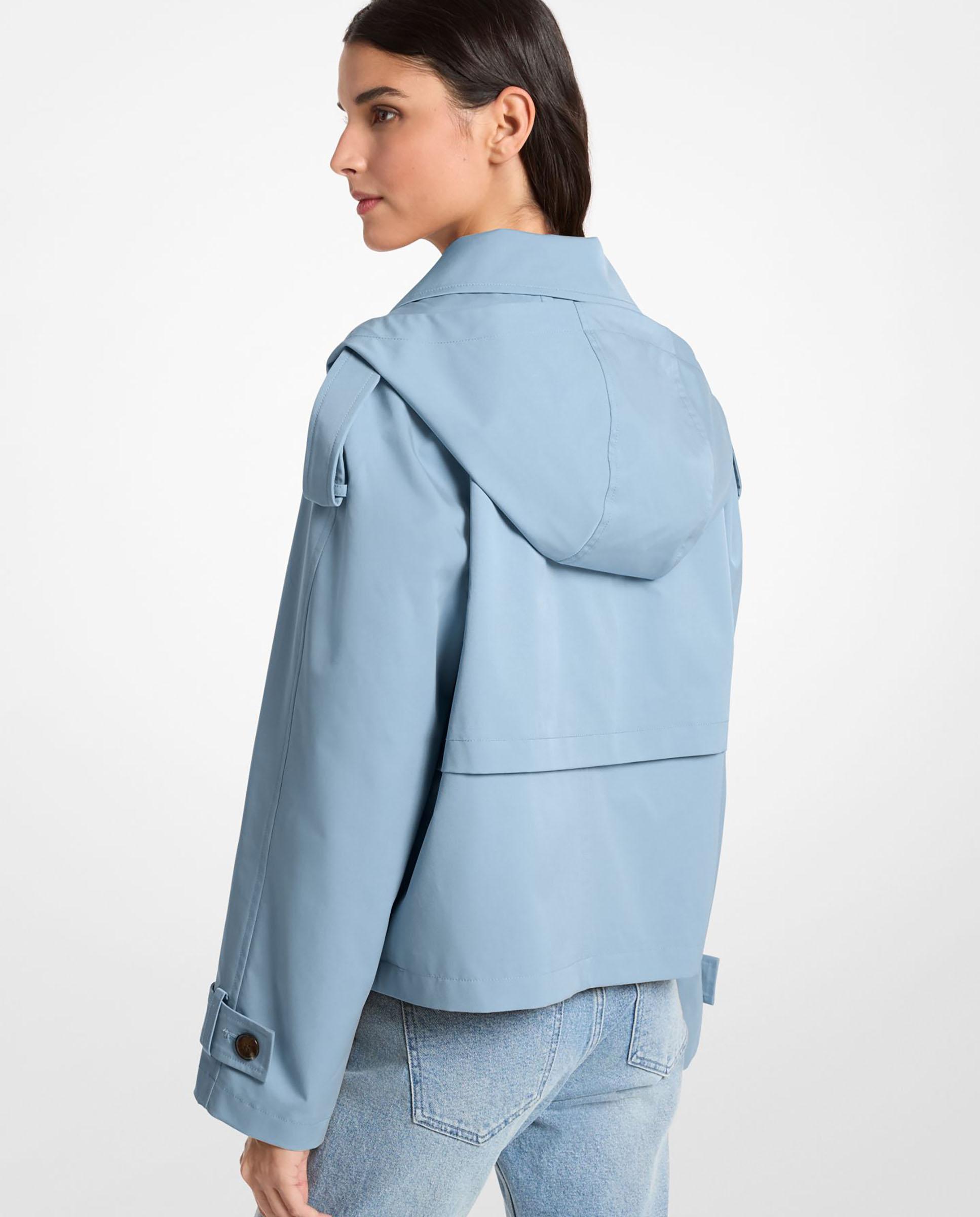 Gabardina Curta com Botões Duplos Azul-claro-2