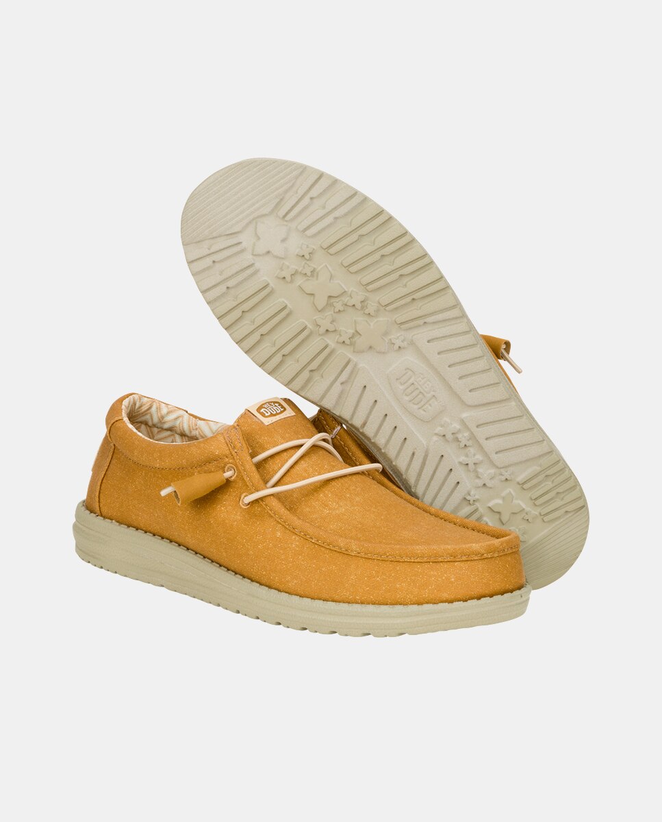 Sapatos de Cordões de Lona Amarelo-3