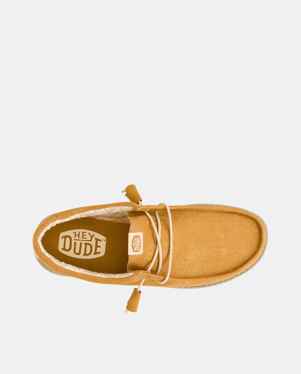 Sapatos de Cordões de Lona Amarelo-6