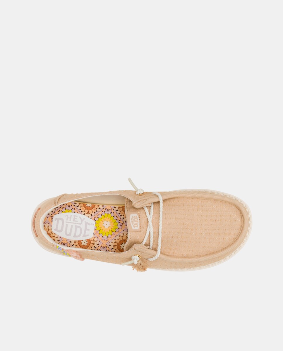 Sapatos de Cordões em Lona Perfurada Bege-6