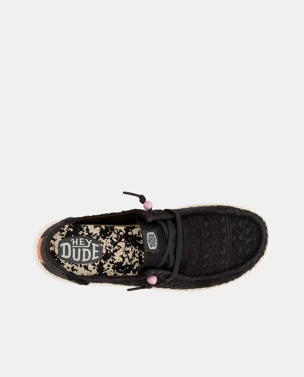Sapatos de Cordões em Tecido e Crochet Preto-7