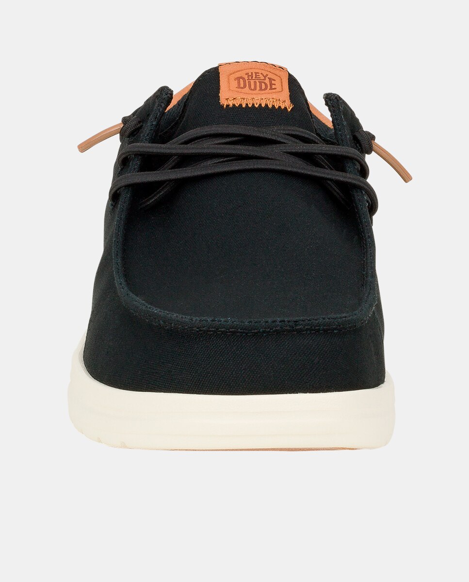 Sapatos de Cordões em Lona e Couro Preto-4