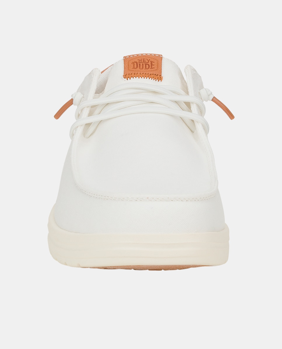Sapatos de Cordões em Lona e Couro Branco-4