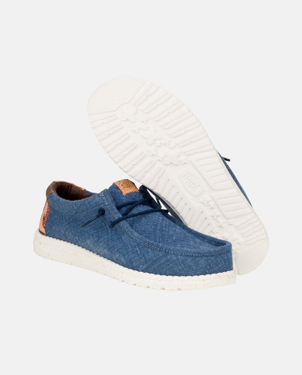 Sapatos de Cordões em Juta com Estampado Azul-3