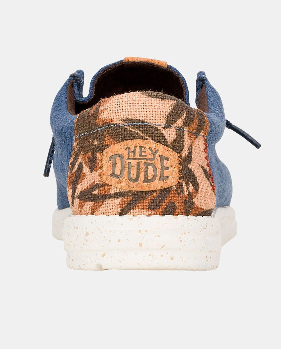 Sapatos de Cordões em Juta com Estampado Azul-5