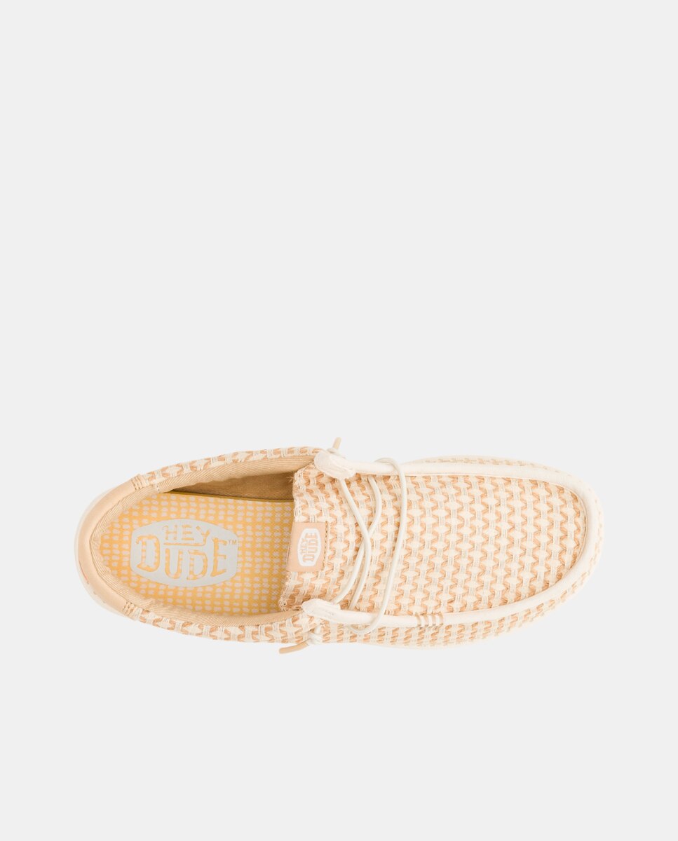 Sapatos de Cordões em Lona com Calcanhar Estampado Bege-6