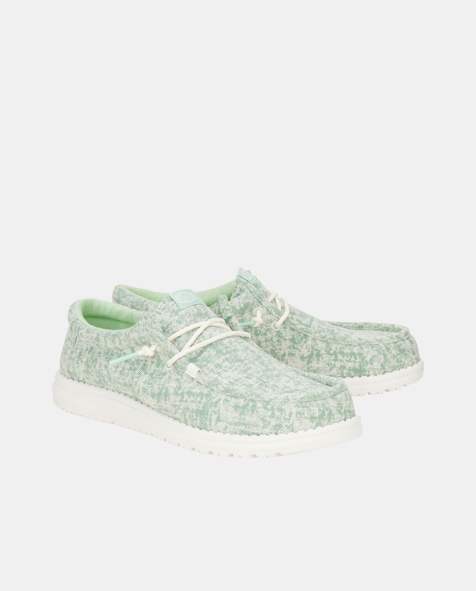 Sapatos de Cordões em Algodão Verde-claro-2