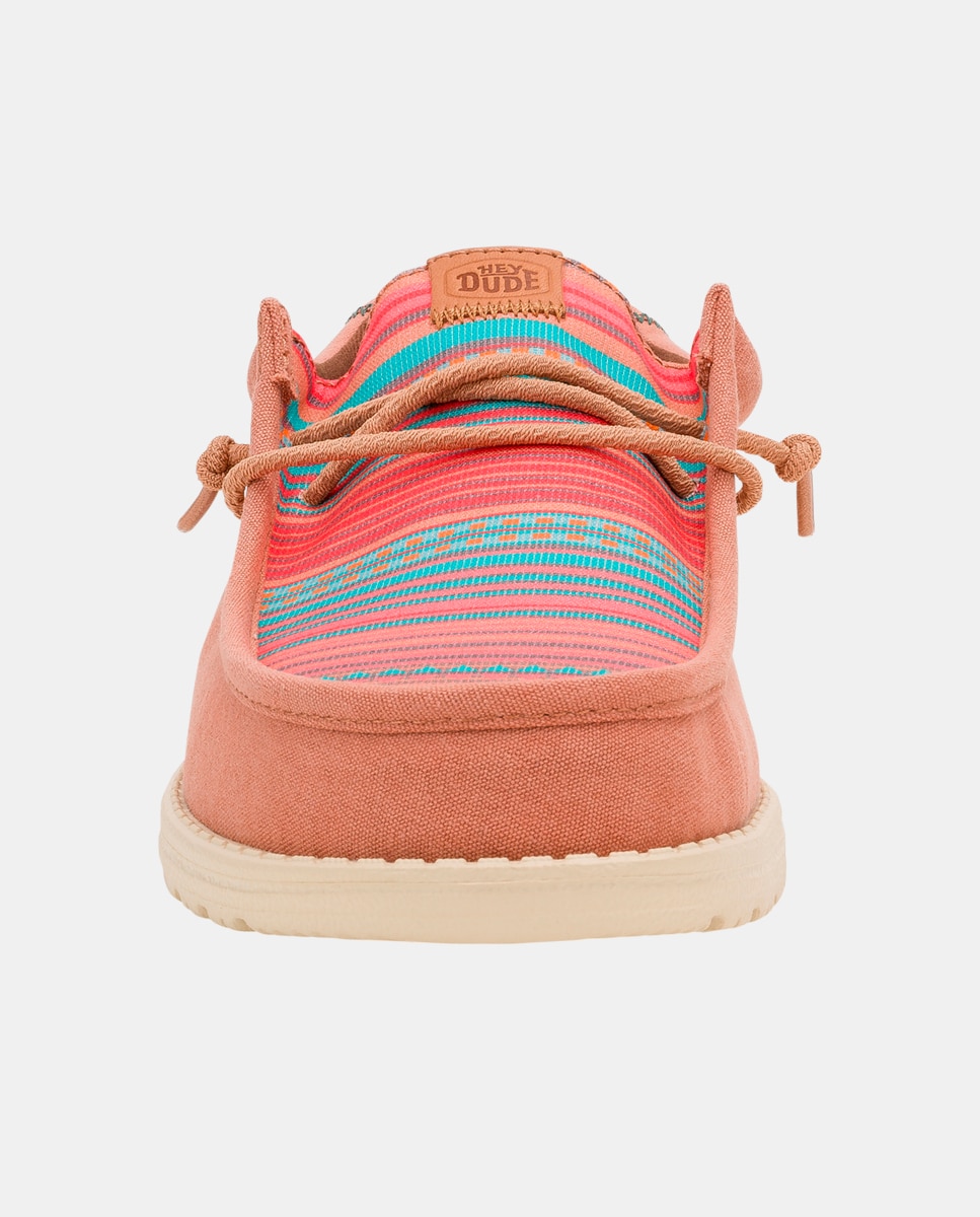 Sapatos de Cordões em Algodão com Estampado Às Riscas Rosa-4