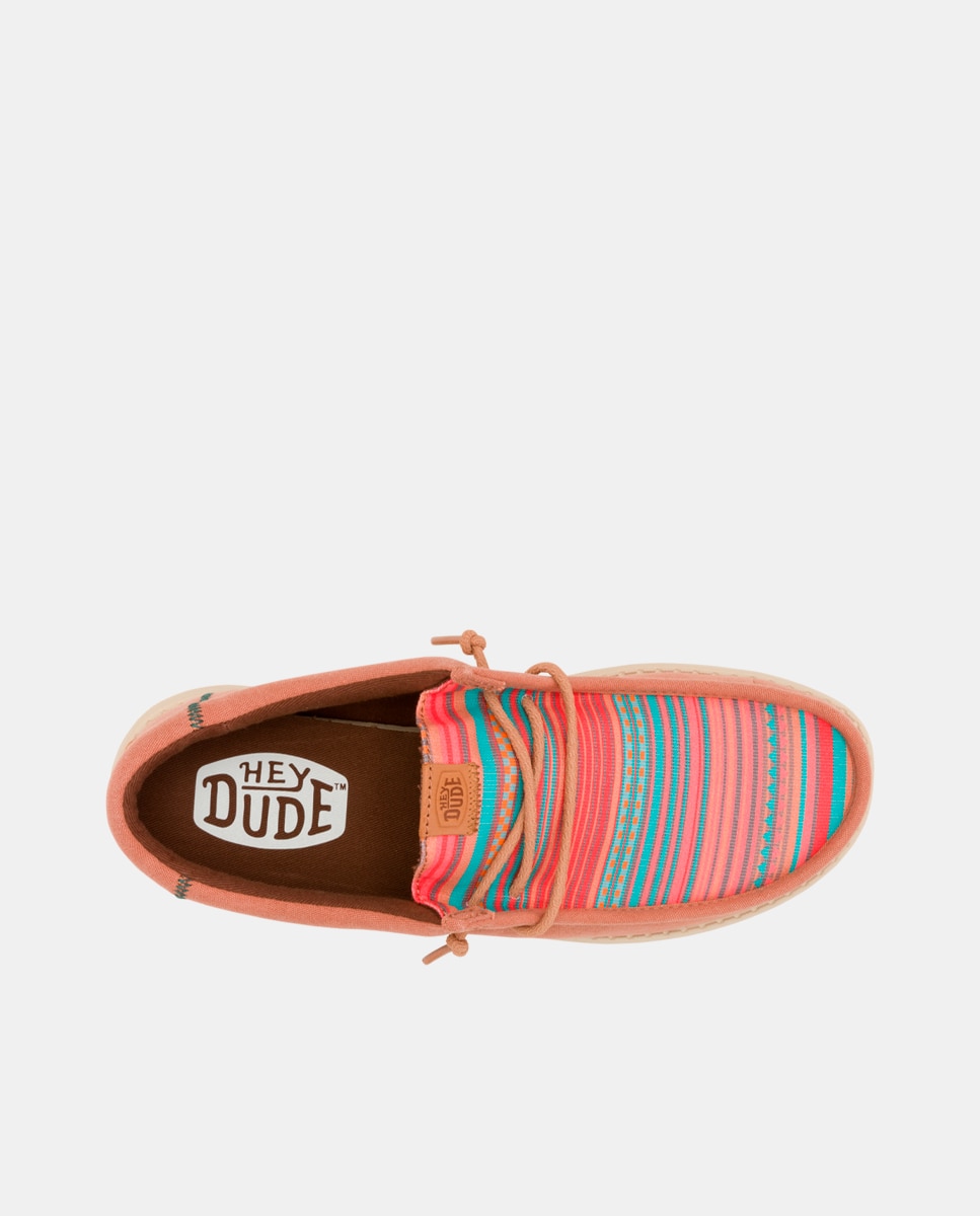 Sapatos de Cordões em Algodão com Estampado Às Riscas Rosa-6