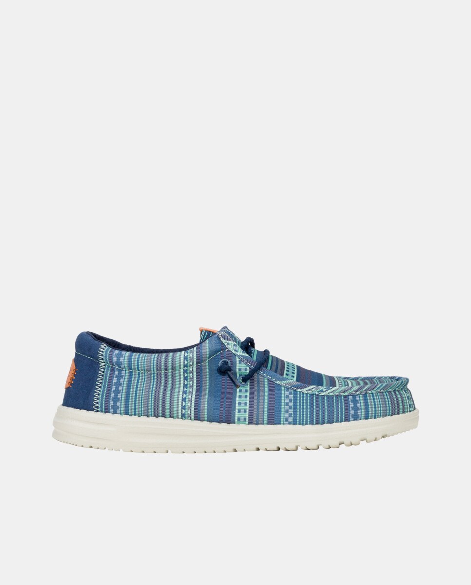 Sapatos de Cordões em Algodão com Estampado Às Riscas Laranja-1