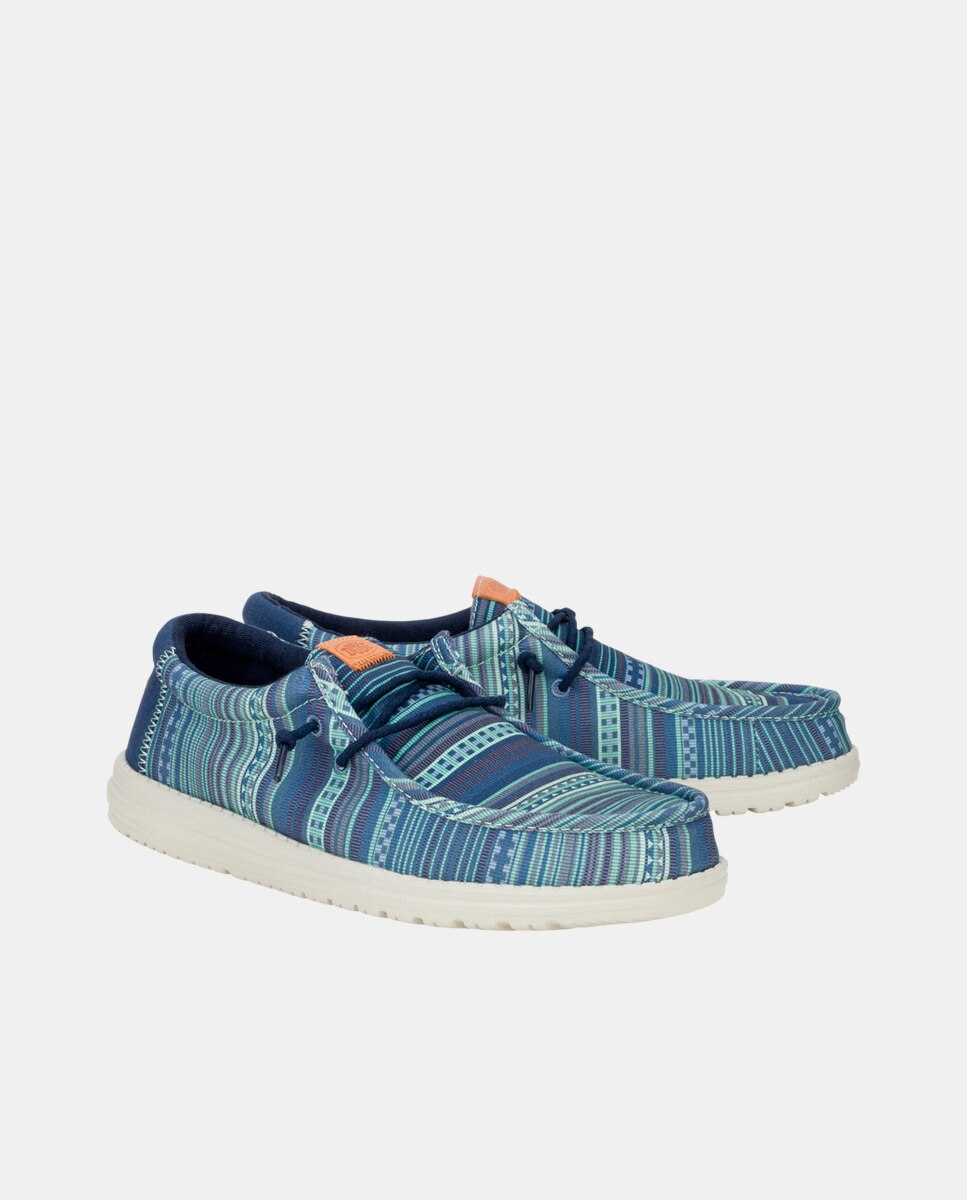 Sapatos de Cordões em Algodão com Estampado Às Riscas Laranja-2