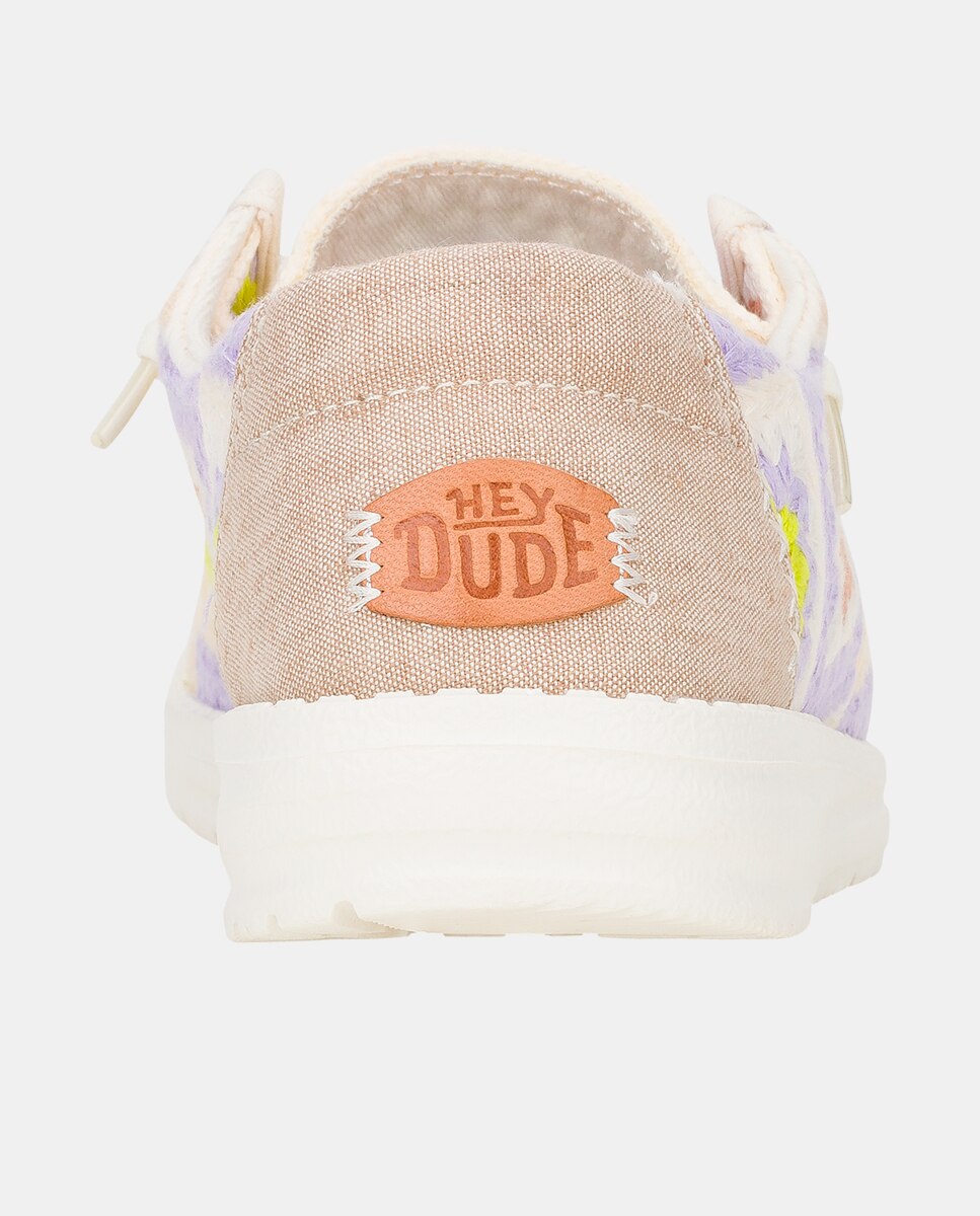 Sapatos de Cordões em Algodão e Croché Lilás / Branco-5