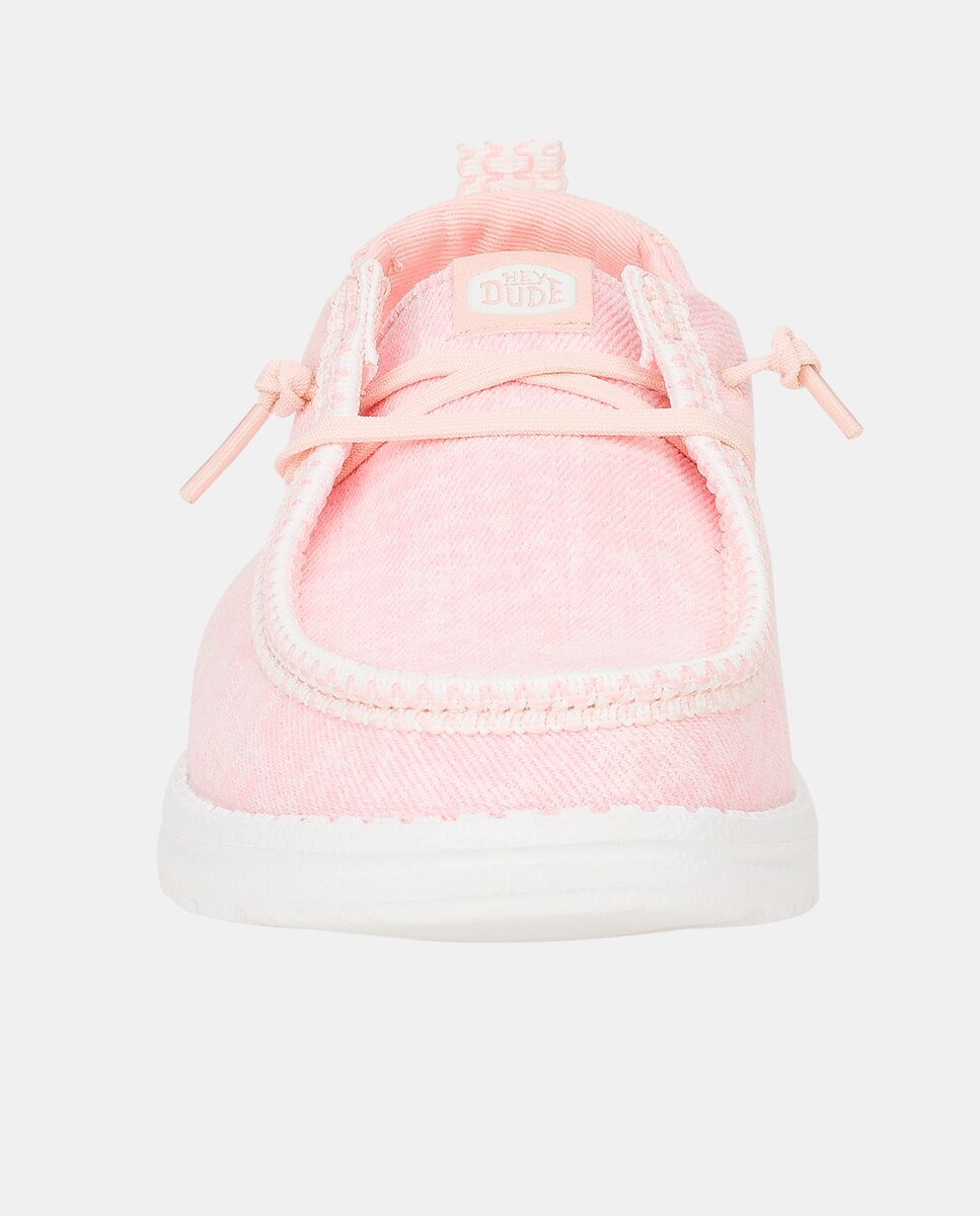 Sapatos de Cordões em Algodão com Renda Rosa-claro-4