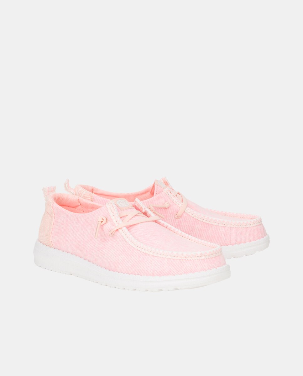 Sapatos de Cordões em Algodão com Renda Rosa-claro-2