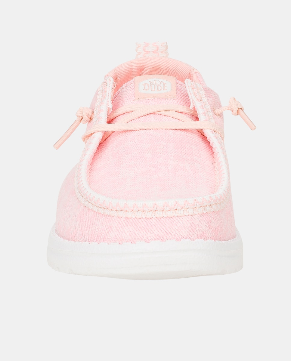 Sapatos de Cordões em Algodão com Renda Rosa-claro-4