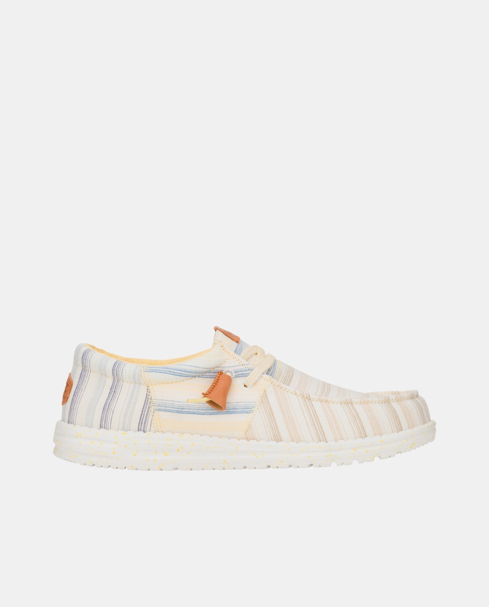 Sapatos de Cordões em Algodão e Estampado Às Riscas Verde-1