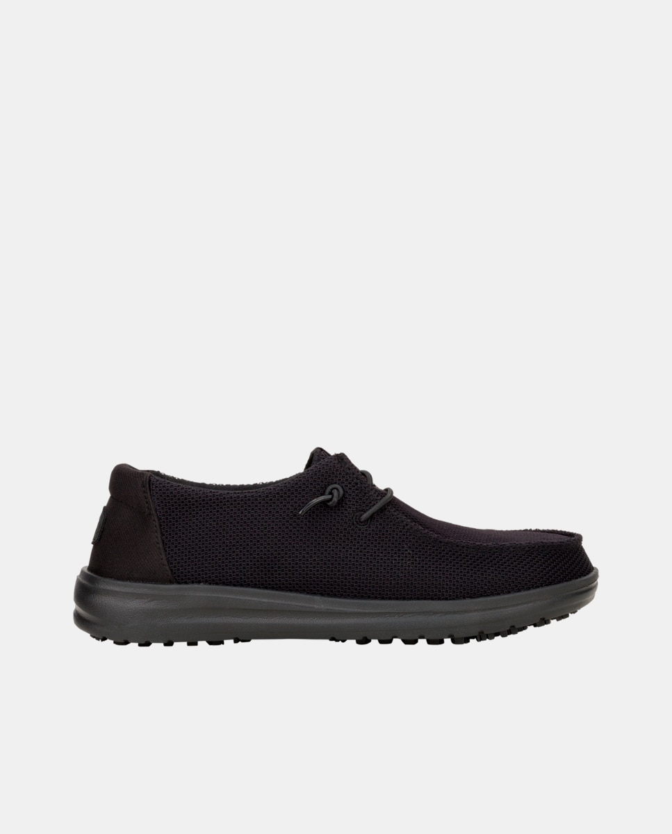 Sapatos de Cordões em Malha Repelente À Água Preto-1