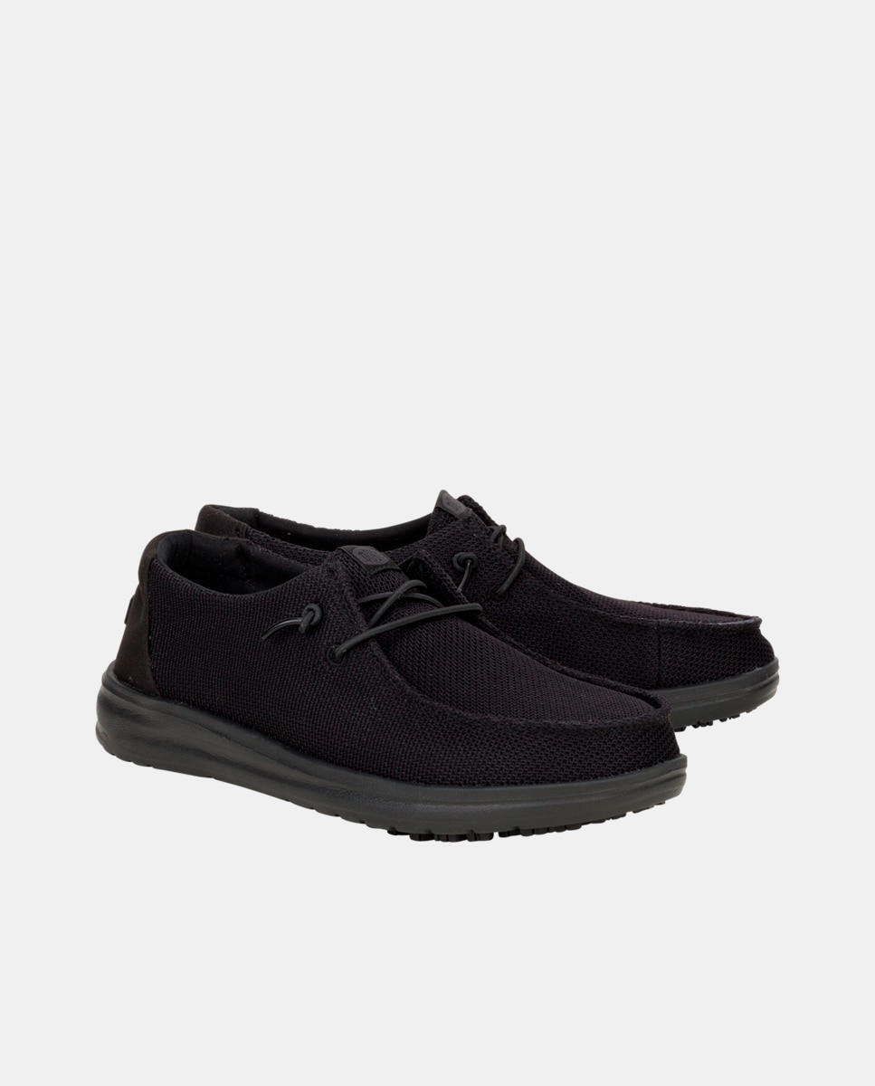 Sapatos de Cordões em Malha Repelente À Água Preto-2