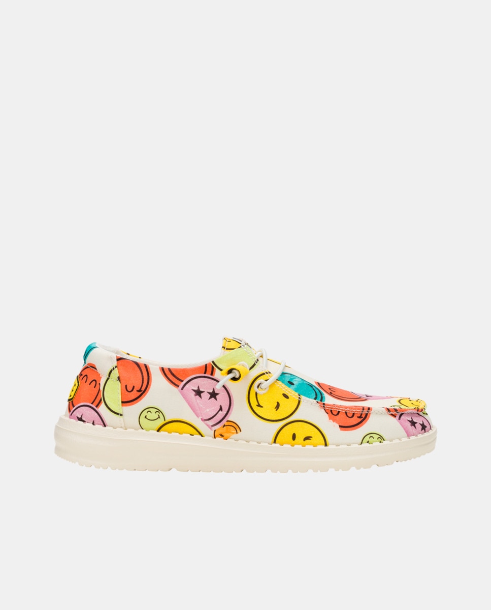 Sapatos de Cordões em Algodão Estampado Branco / Serigrafiado-1